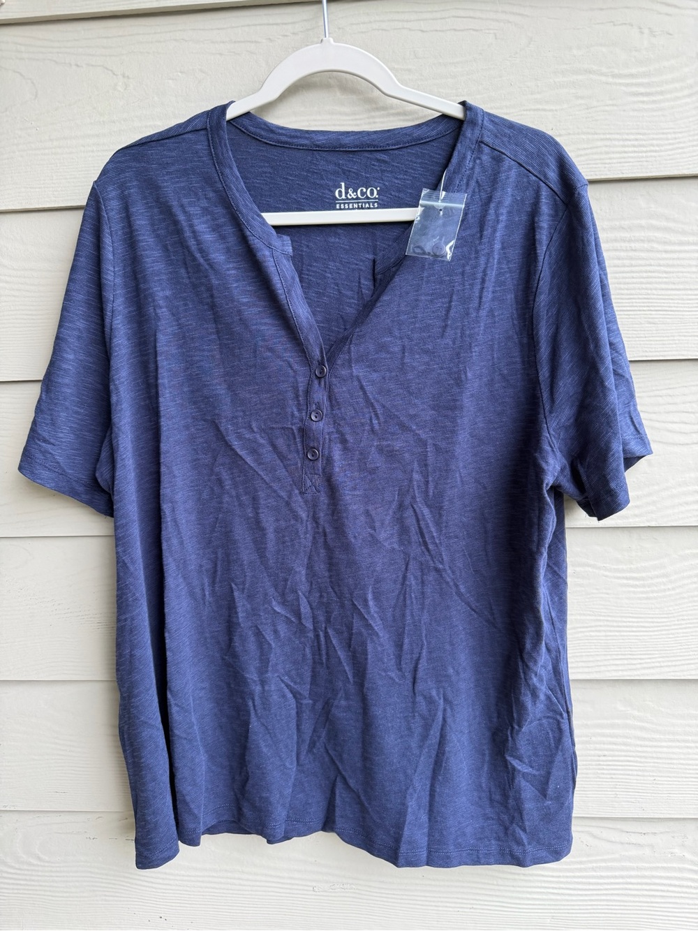 Essentials Men's Navy Short Sleeve Henley Tee
